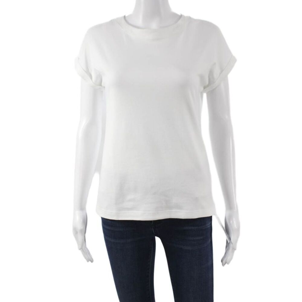 ELEVENTY Womens Basic Cotton White Round Neck Short Sleeve T-Shirt Size XS